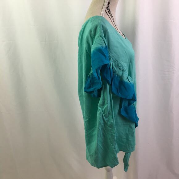 A.n.a Ruffle short sleeve tee turquoise tie dye XL - Picture 5 of 13